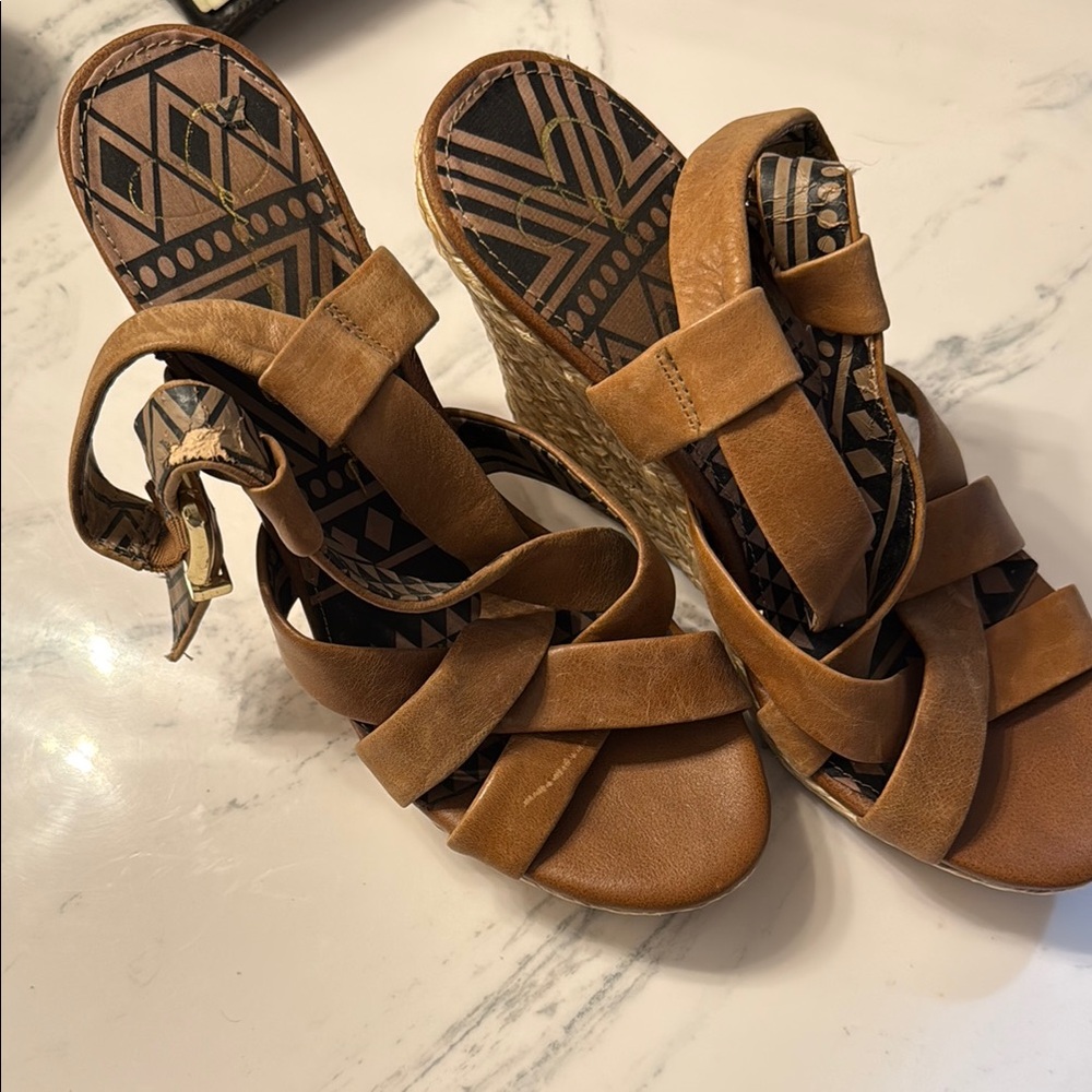 Jessica Simpson Brown Strappy Wedge Heels